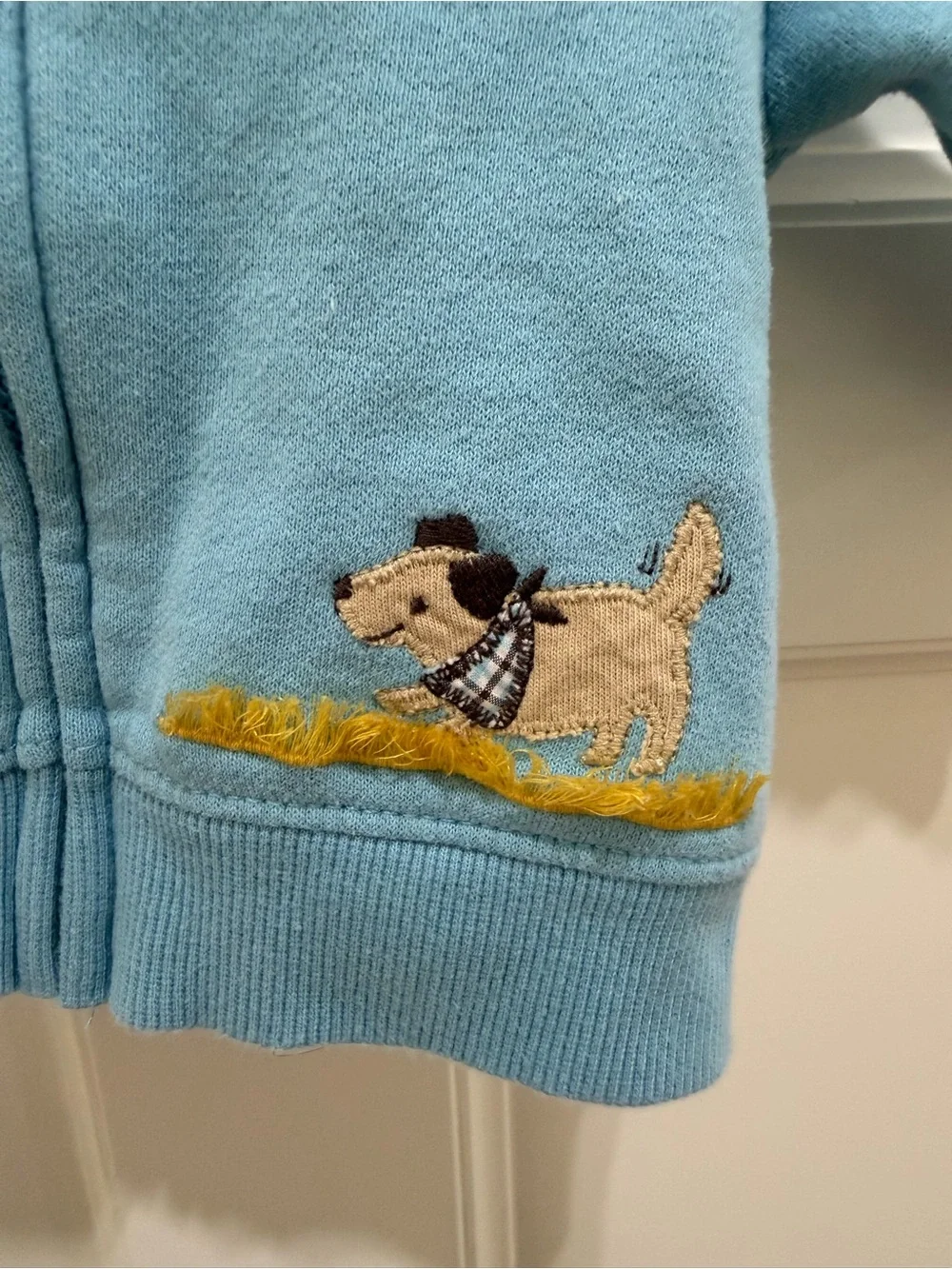Gymboree Baby Blue Tractor Puppy Zip Hoodie 0-3 Months Farm Embroidered